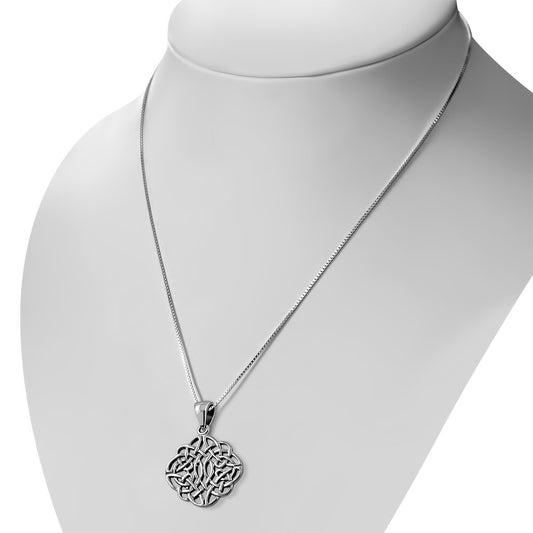 Small Light Round Celtic Knot Silver Pendant