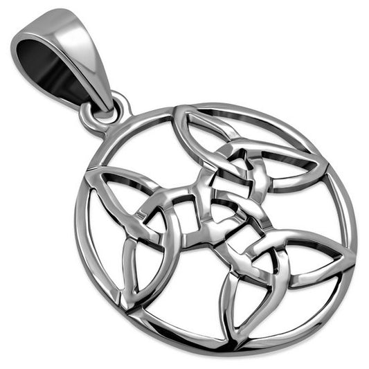 Round Celtic Trinity Silver Pendant