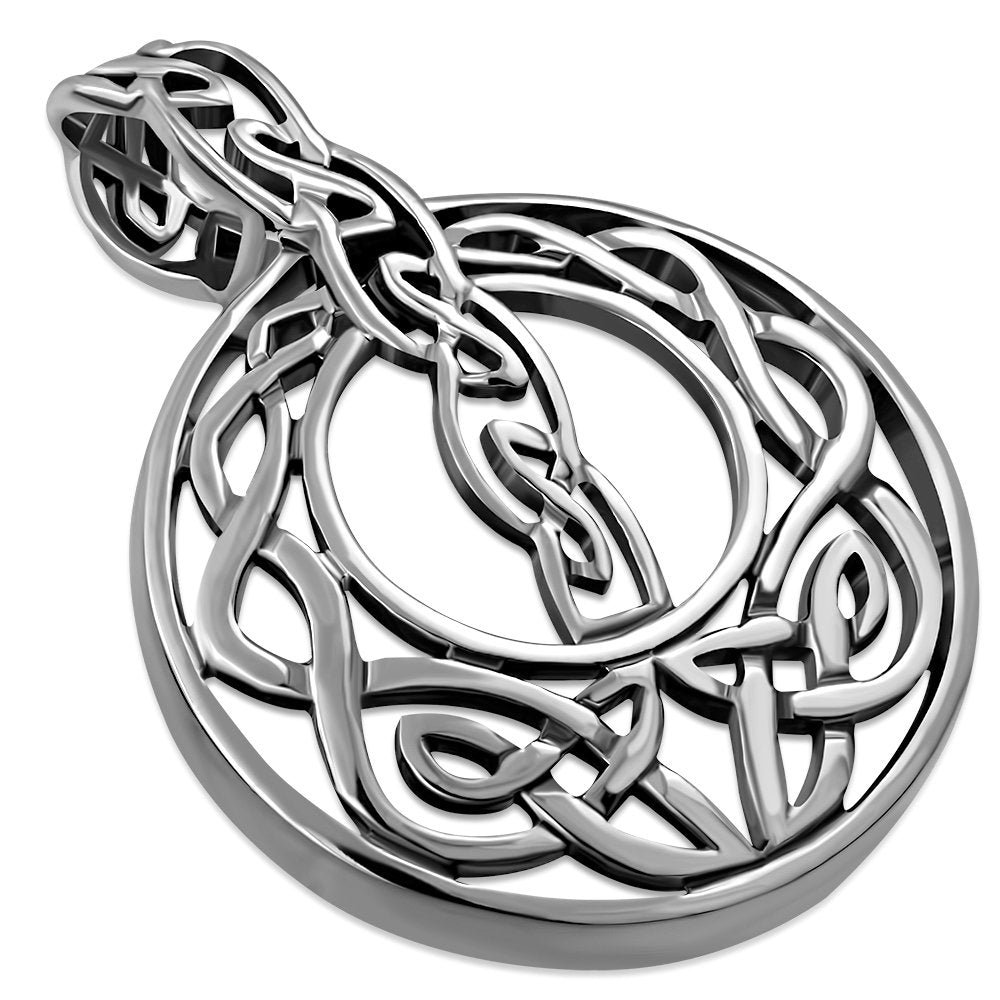 Unique Round Large Celtic Knot Silver Pendant