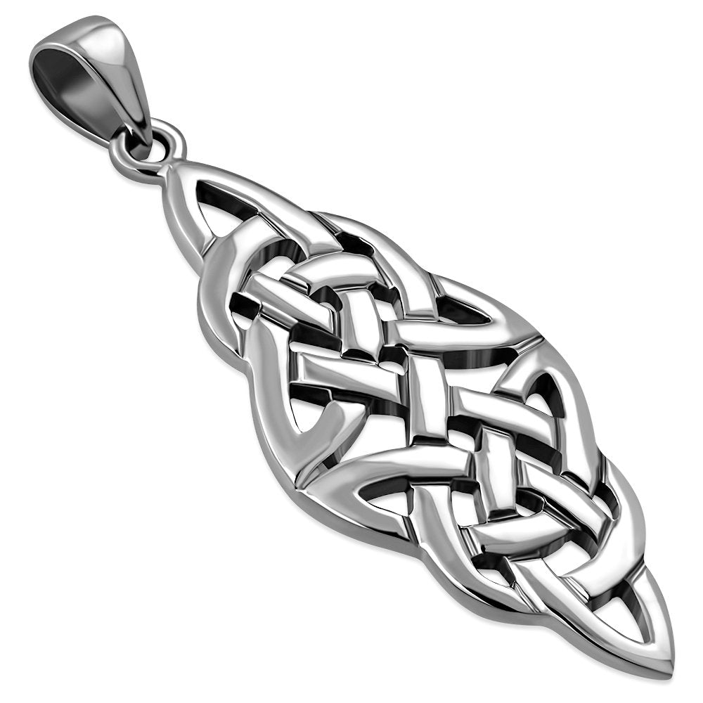 Large Oval Trinity Knot Silver Pendant