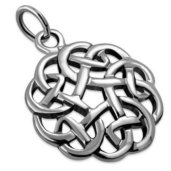 Small Round Solid Silver Celtic Pendant