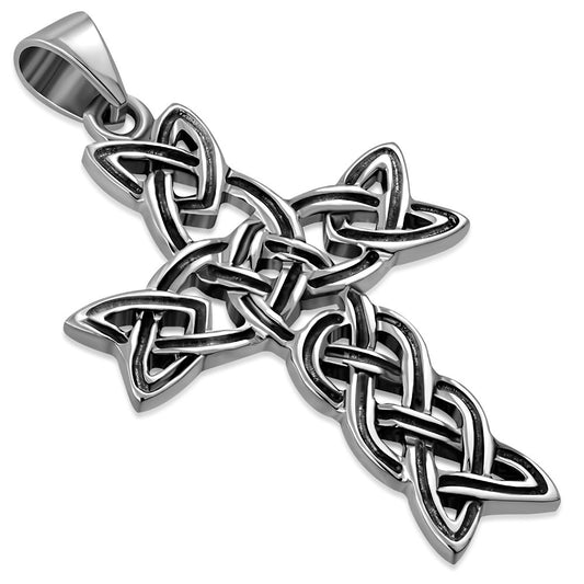 Medium Celtic Sterling Silver Cross Pendant