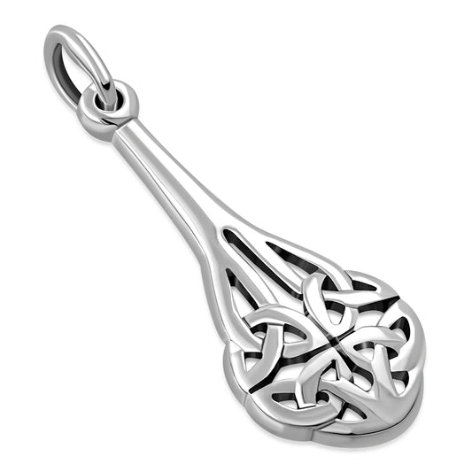 Long Celtic Trinity Silver Drop Pendant