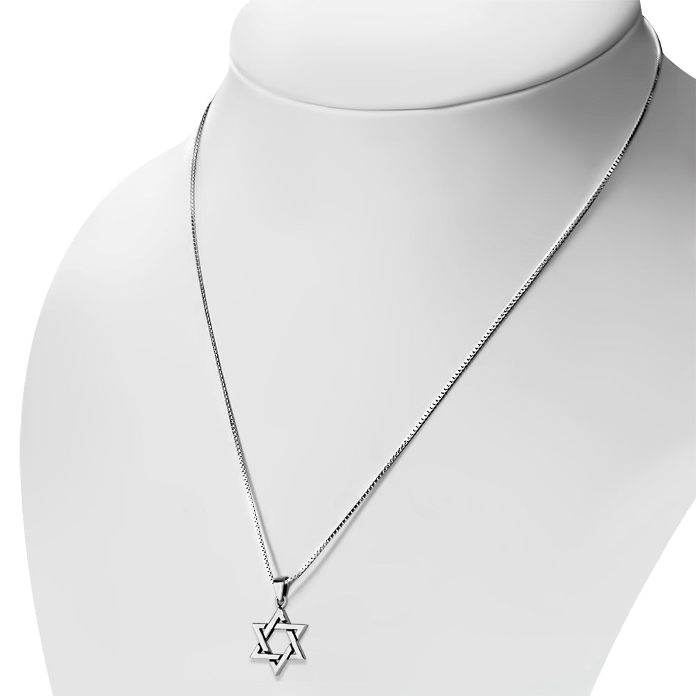Star of David Grooved Plain Sterling Silver Pendant