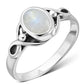 Rainbow Moonstone Celtic Knot Sterling Silver Ring