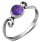 Delicate Silver Spiral Ring set w/ Amethyst Stone