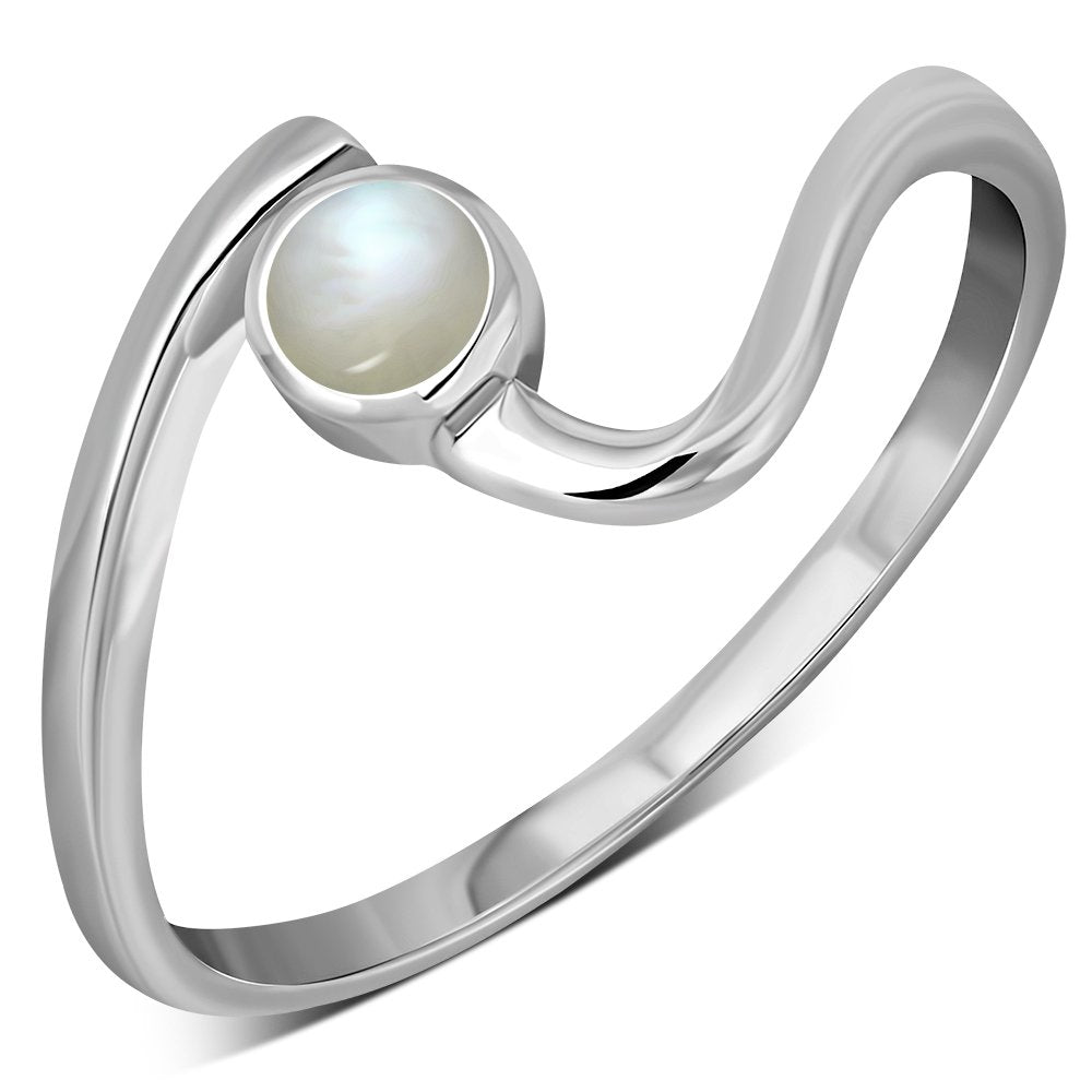 Mother of Pearl Twisted Silver Ring