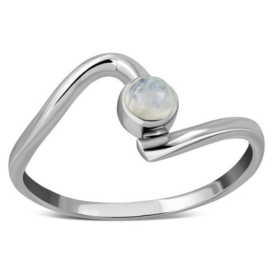 Rainbow Moonstone Twisted Silver Ring