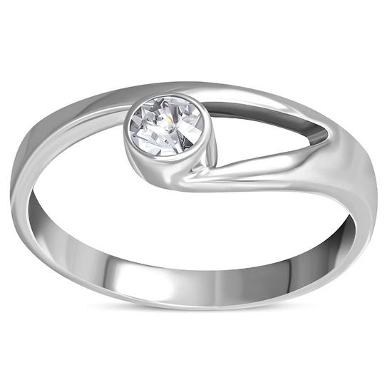 Clear CZ Sterling Silver Simple Silver Ring