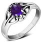 Amethyst Stone Solitaire Celtic Knot Silver Ring