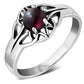 Garnet Stone Solitaire Celtic Knot Silver Ring