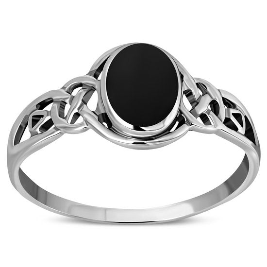 Celtic Stone Silver Ring w/ Black Onyx