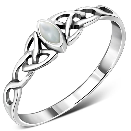 Celtic Silver Ring w/ Mother of Pearl