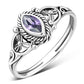 Faceted Amethyst Stone Sterling Silver Ring