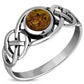 Celtic Knot Sterling Silver Baltic Amber Ring
