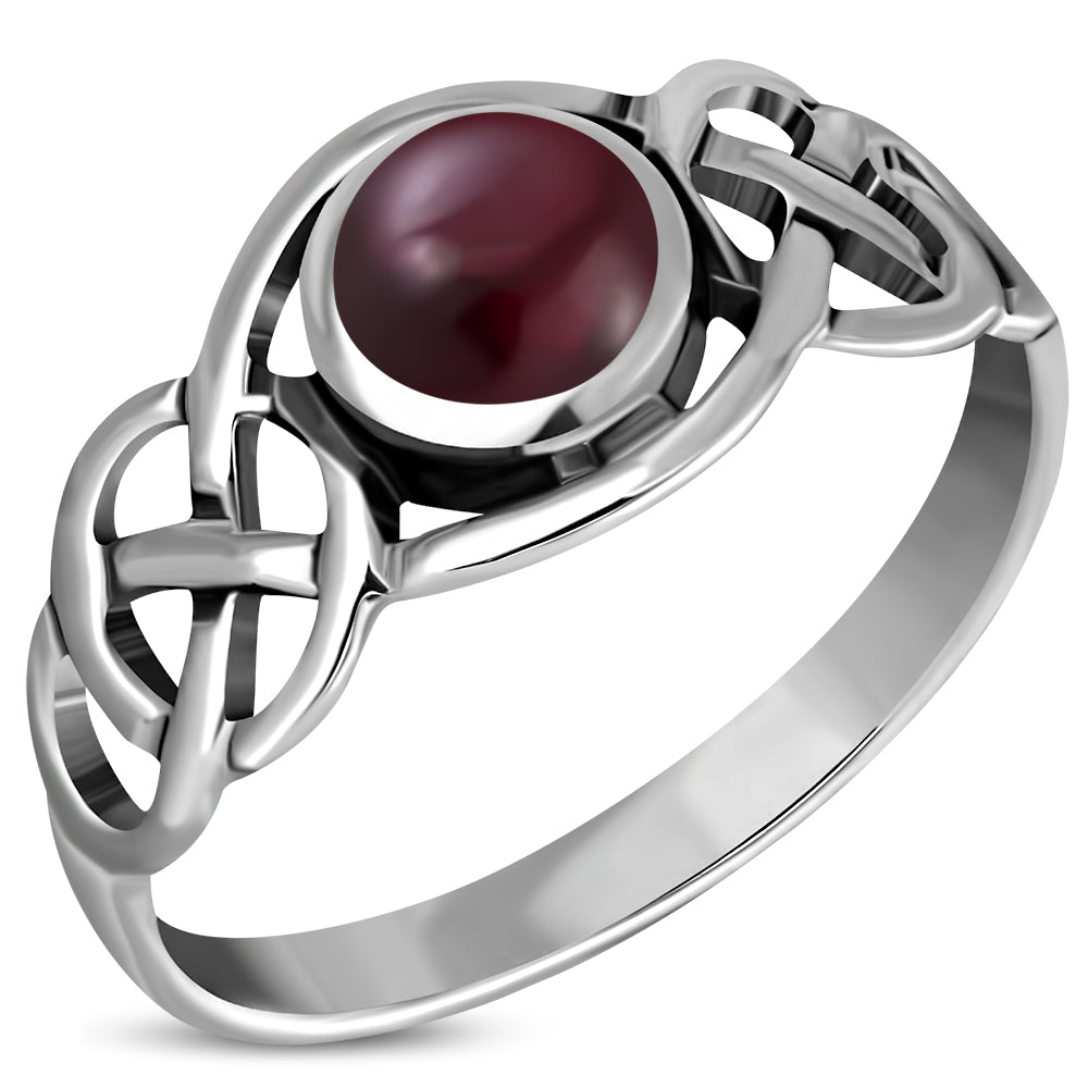 Celtic Knot Sterling Silver Garnet Ring