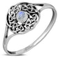 Round Delicate Celtic Rainbow Moon Stone Silver Ring