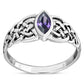 Marquise cut Amethyst Stone Celtic Silver Ring