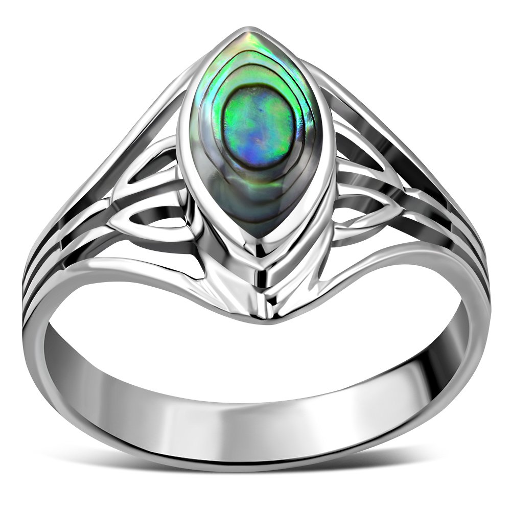 Large Abalone Shell Silver Ring