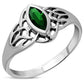 Celtic Knot Green CZ Silver Ring