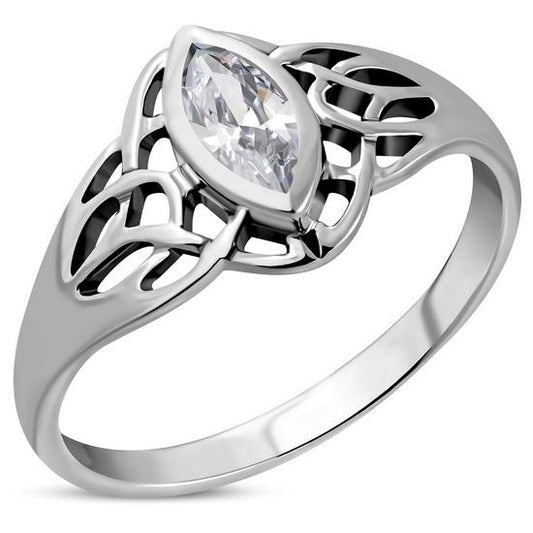 Celtic Knot CZ Silver Ring