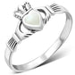 Mother of Pearl Irish Claddagh Silver Ring