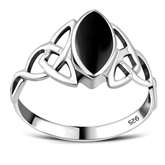 Celtic Knot Sterling Silver Ring w Black Onyx