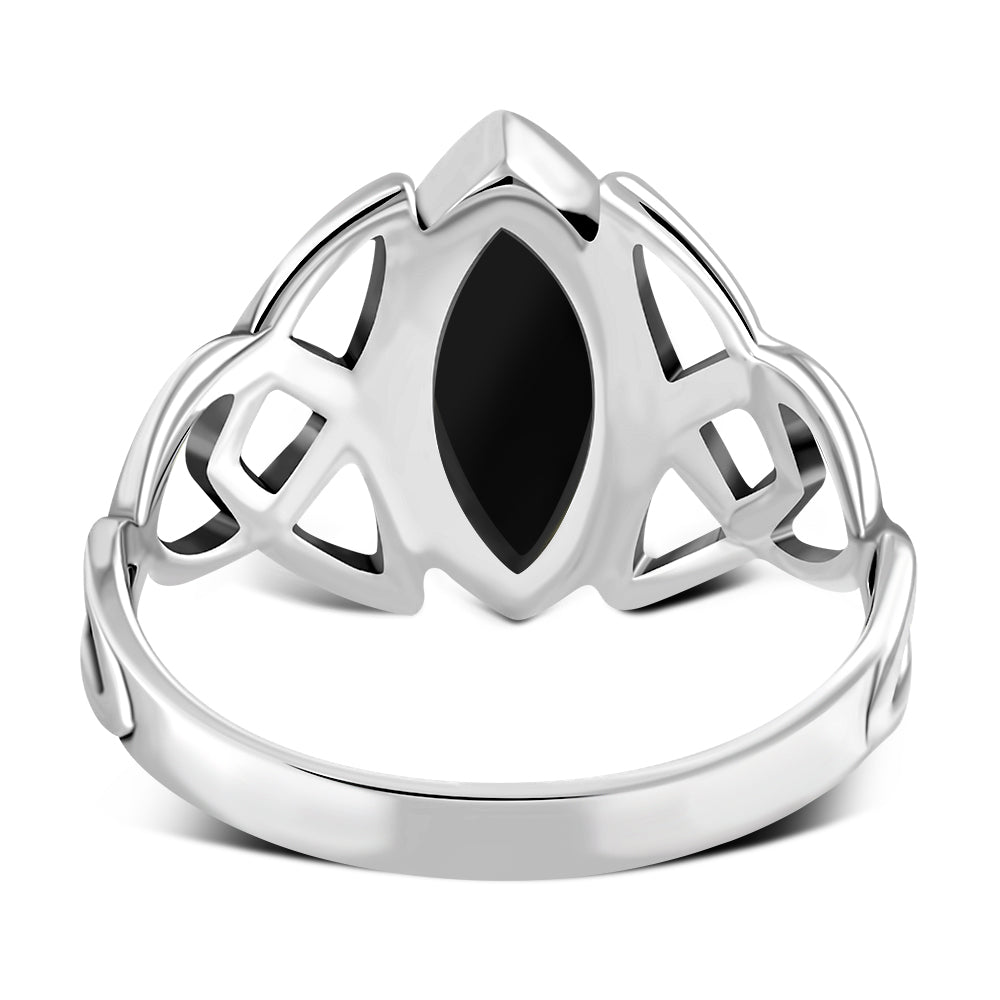 Celtic Knot Sterling Silver Ring w Black Onyx