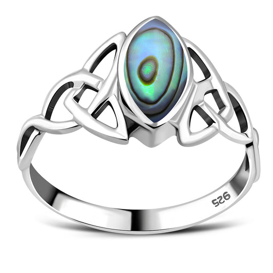 Abalone Shell Celtic Knot Silver Ring