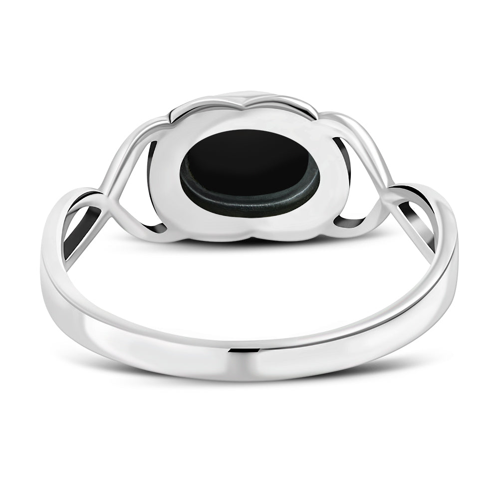 Twisted Black Onyx Silver Ring