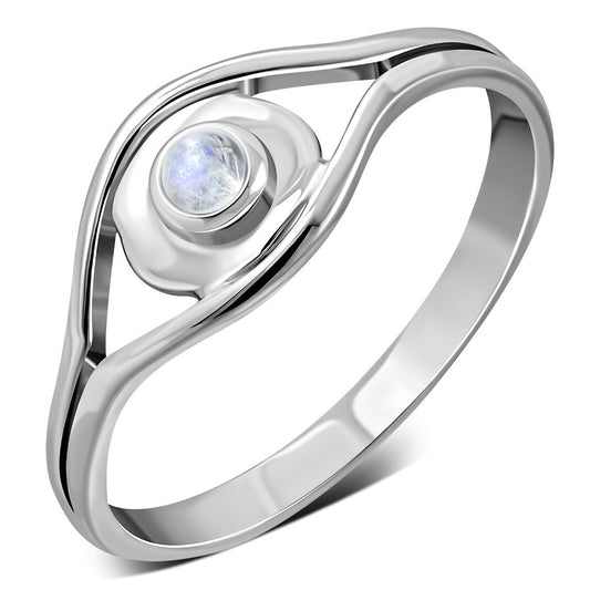 Evil Eye Sterling Silver Rainbow Moonstone Ring