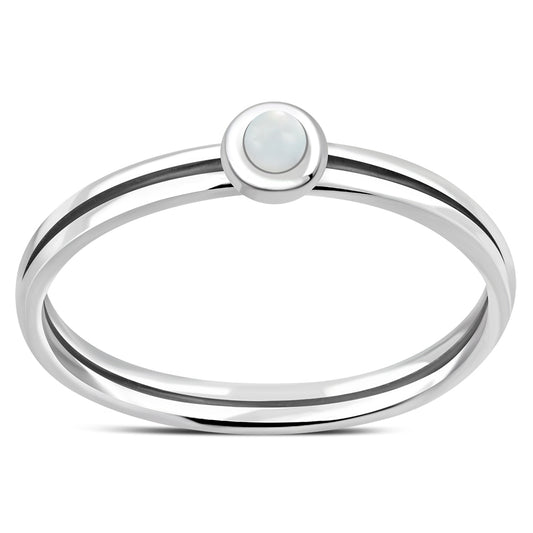 Mother of Pearl Delicate Silver Band Ring