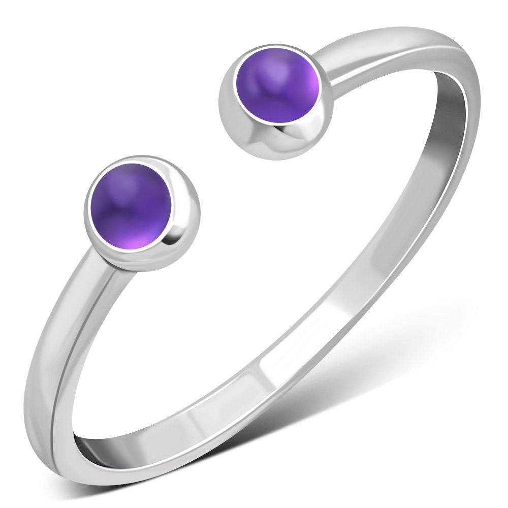 Amethyst Stone Sterling Silver Open Ring