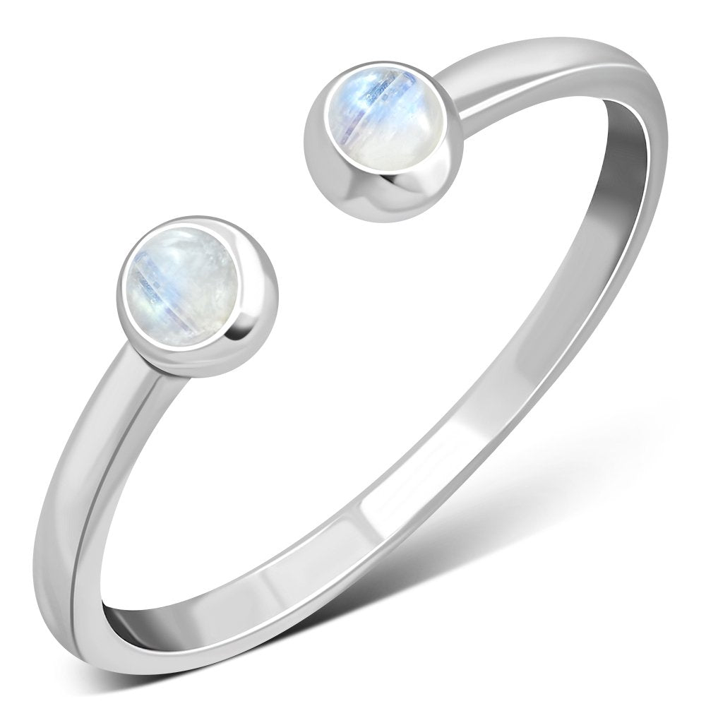Rainbow Moonstone Sterling Silver Open Ring