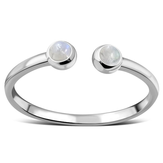 Rainbow Moonstone Sterling Silver Open Ring