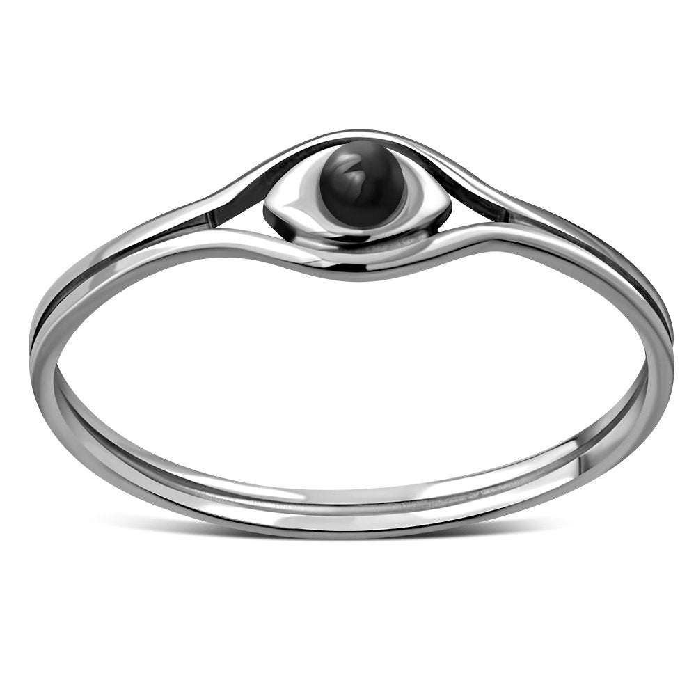 Evil Eye Black Onyx Sterling Silver Ring