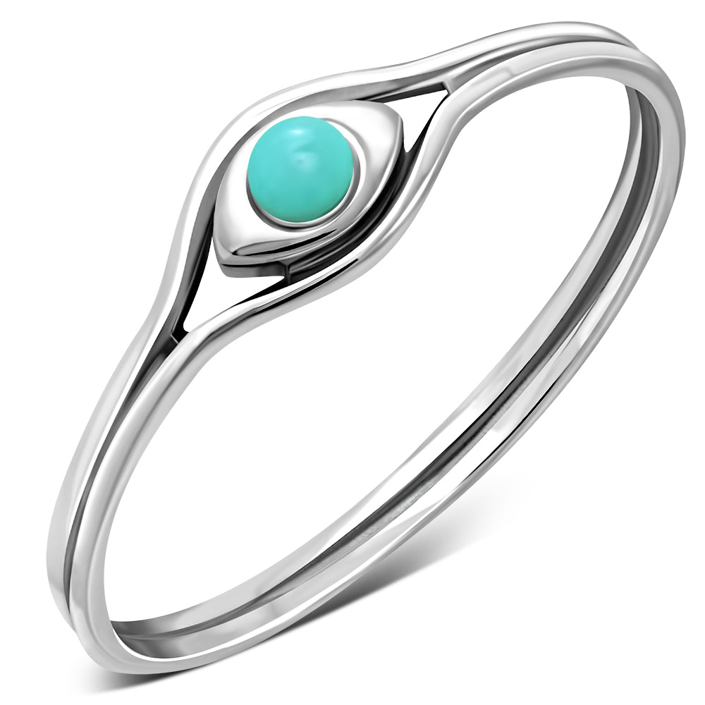 Evil Eye Turquoise Sterling Silver Ring