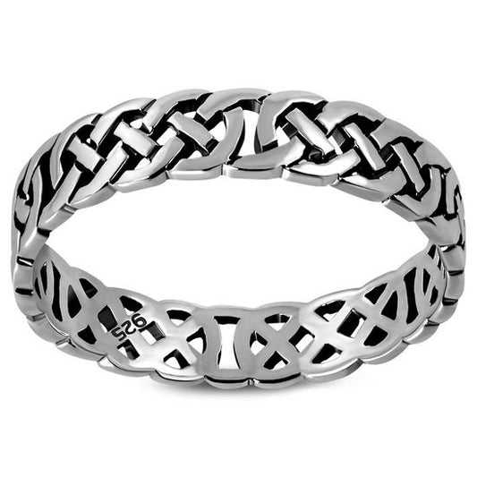 All round Celtic Knot Sterling Silver Plain Band Ring