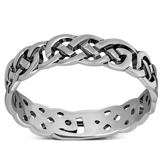 All round Celtic Knot Silver band Ring