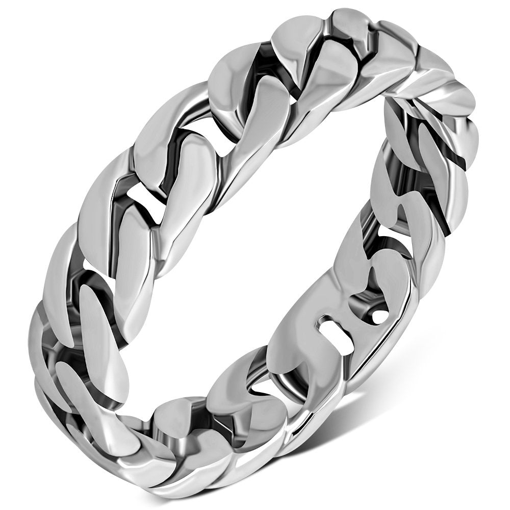 Solid Sterling Silver Chain Ring