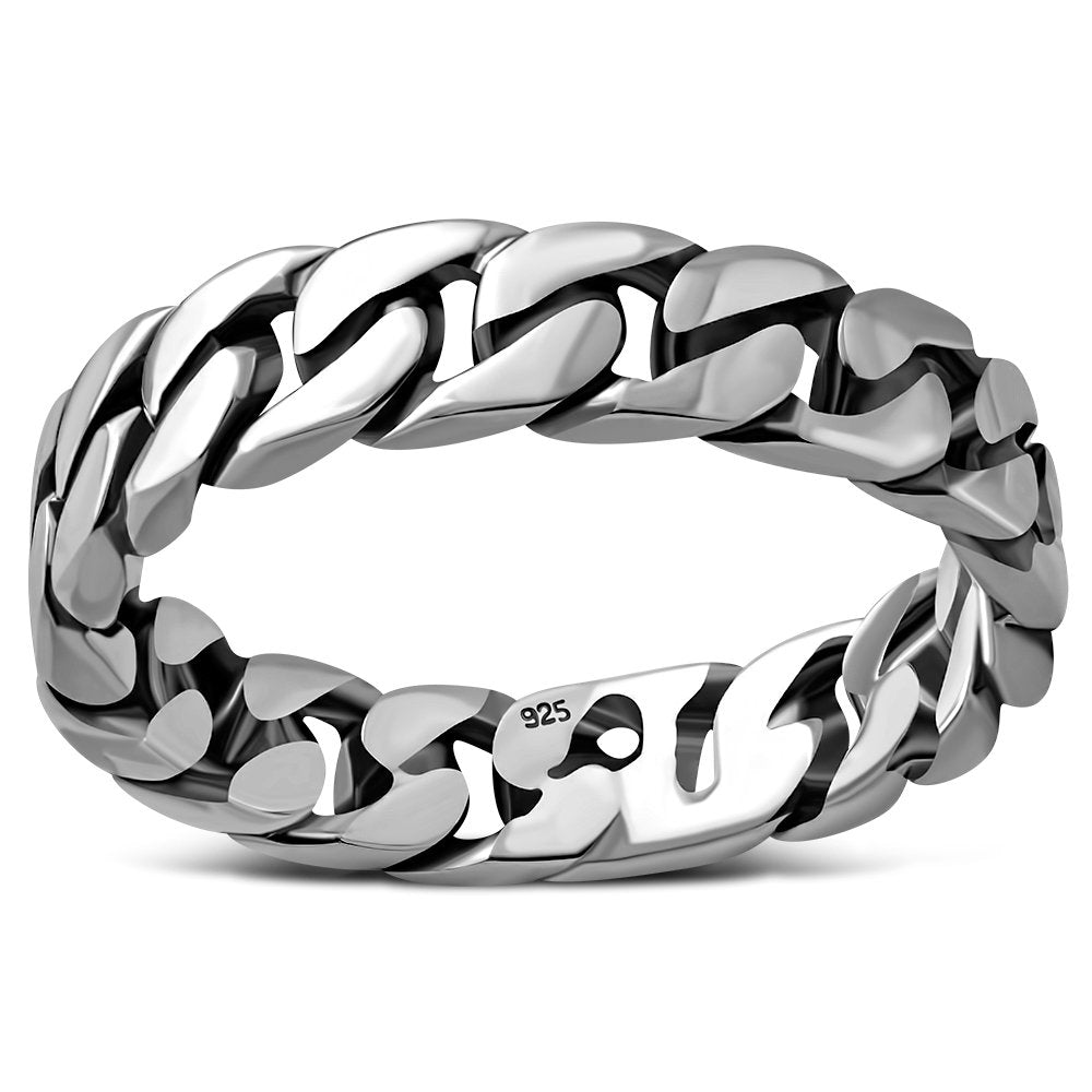 Solid Sterling Silver Chain Ring