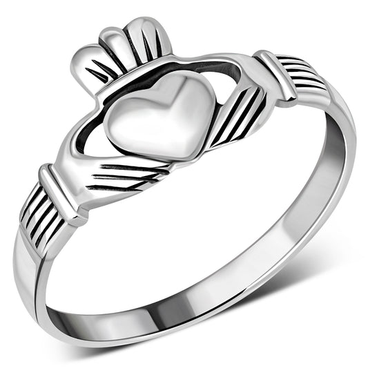 Plain Irish Claddagh Silver Ring