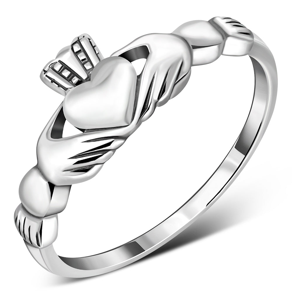 Small Irish Claddagh Silver Ring