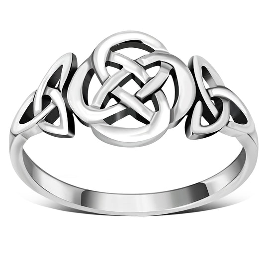 Plain Celtic and Trinity Knots Silver Ring
