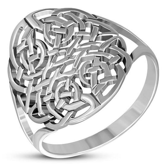 Large Light Round Celtic Knot Silver Ring