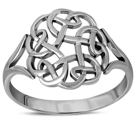 Round Plain Silver Celtic Knot Ring