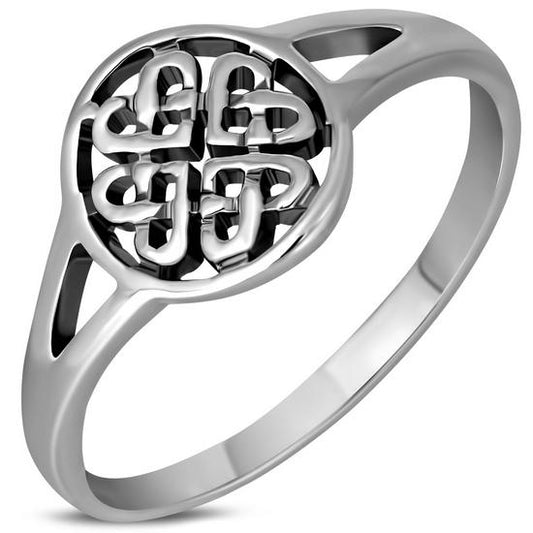 Plain Celtic Heart Knots Silver Ring