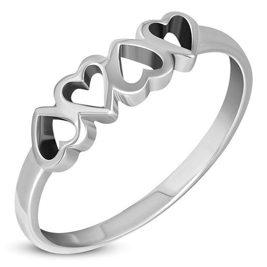 Plain Simple Silver Hearts Ring