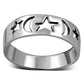 Moon & Stars Silver Band Ring