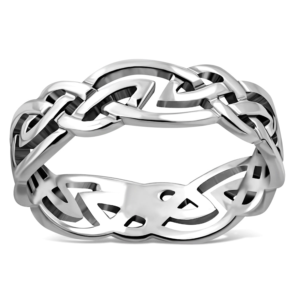 Celtic Knot Solid Sterling Silver Band Ring